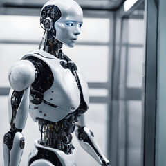 Artificial intelligence humanoid robot in the human office