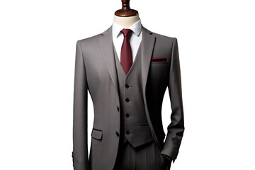 Elegant men slim fit tuxedo suits wool on transparent background