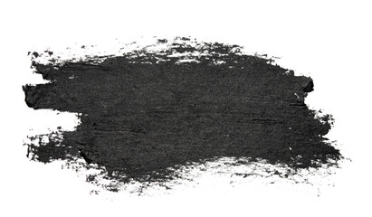 Abstract brush strokes of black paint on white surface. Smears with brush black oil paint isolated...