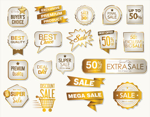 Variety of Super Sale Stickers Vector Compilation