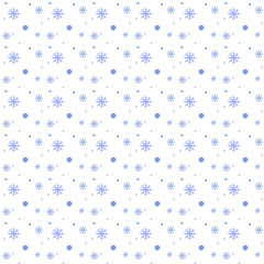Fototapeta na wymiar Winter seamless pattern with snowflakes. Blue snowflakes on white background. Vector illustration. Background, paper, wallpaper, textile, texture, fabric, tissue, cloth, decoration.