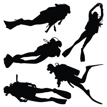 Scuba Diving Silhouettes Vector illustration