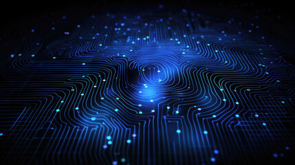 Futuristic Digital Finger Print: Neon Glow Circuitry and Electronic Pathways