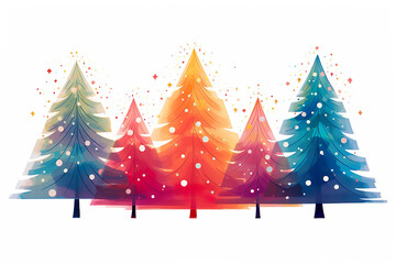 colorful abstract christmas trees on white ground, christmas background