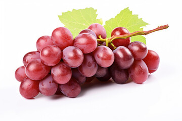 Bunch of red grapes on white