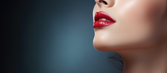 Obraz premium Closeup of a youthful lady adorned with stunning lipstick