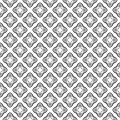 Black and white seamless abstract pattern. Background and backdrop. Grayscale ornamental design. Mosaic ornaments. Vector graphic illustration. EPS10.
