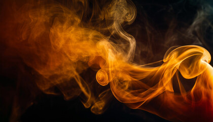 Graceful Orange Smoke on black background