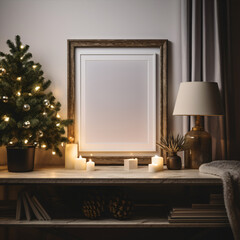 Obraz premium Mock up poster frame in christmas interior. 