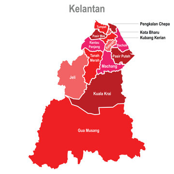 Map of Kelantan Darul Naim, Malaysia