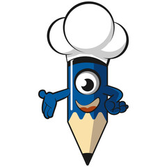 mascot character vector from pencil wearing chef hat