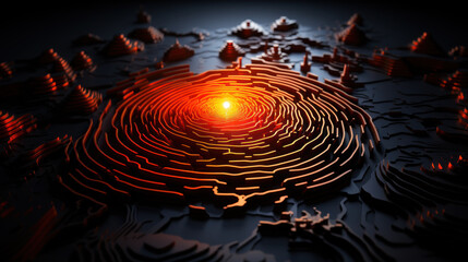 Neon Orange Fingerprint Pattern. Generative AI