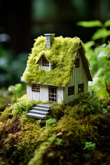Fototapeta na wymiar Generative AI illustration of eco friendly house