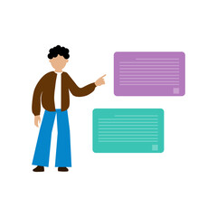 Consultants present charts and reports. business training meeting Vector illustration for presentations, lectures, education concepts.