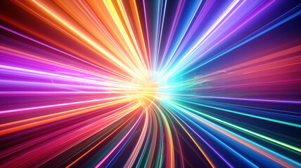 Abstract Infinity Tunnel with Neon Rainbow