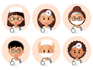 set with 3d doctor avatar. doctor with stethoscope.