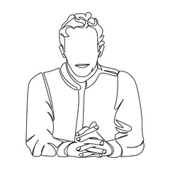  line art of an asian man. Pakistani culture. Vector of adult man from Pakistan. Leadership. Concept of vision for life. Muslim man. Khan from Pakistan. Ethnic people art. messy hair
