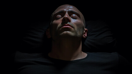 Fototapeta premium Peaceful Slumber, Close Up of a Sleeping Man with Closed Eyes