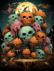 halloween cupcakes with skull and bones