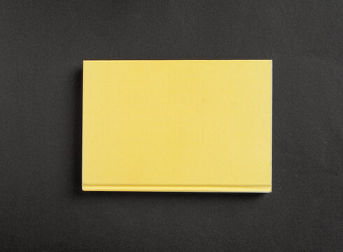 Copybook Mockup, Yellow Notebook on Office Desk with Copy Space for Text, Moleskin Template