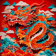 Asian celebration Holiday. Asian decorations. Dragon illustration, Traditional oriental decor. Chinese new year. Year of the Dragon. Happy chinese new year 2024.