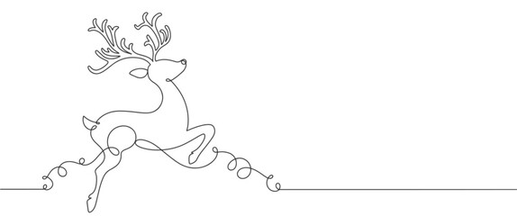 Deer line art style vector illustration, christmas element design