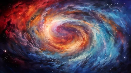 Crédence de cuisine en verre imprimé Mélange de couleurs Spiral Galaxy Unfolding: A Cosmic Ballet of Light and Color