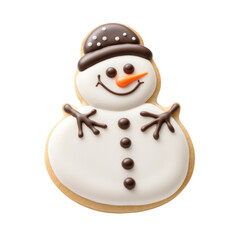 Christmas Snowman Cookie Isolated on a Transparent Background