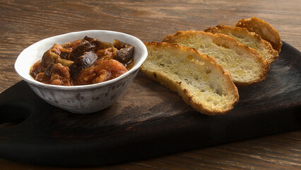 eggplant appetizer with white bread