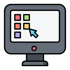 Monitor Line Color Icon