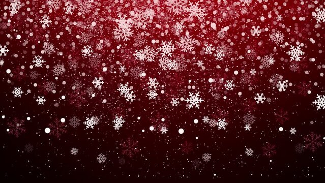 red christmas invitation card with snowflakes background