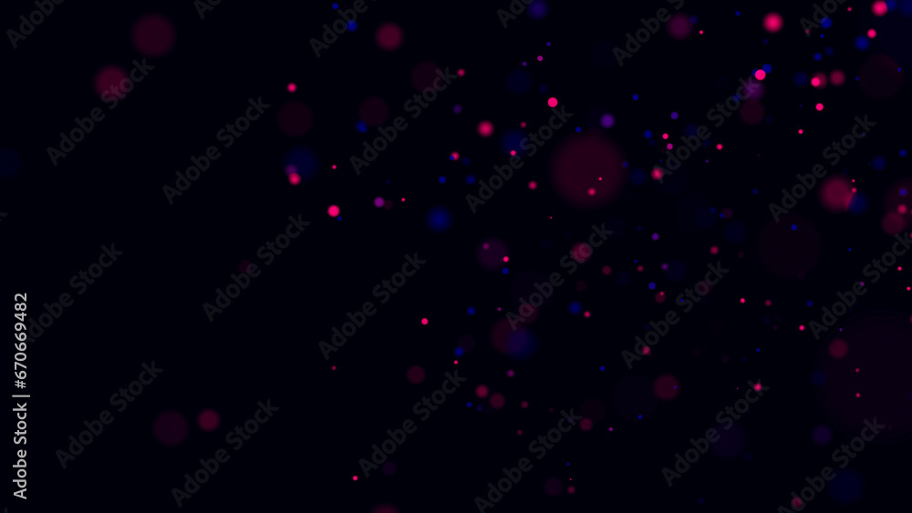 Aufkleber abstract dust particles with blue and red light on dark background. science backdrop with moving gli