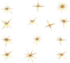 set of stars illustration. gold sparkling star collection	
