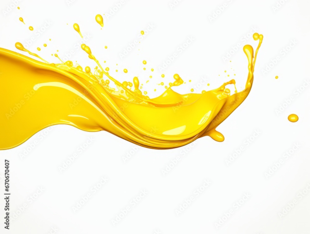 Wall mural yellow paint splash on white background