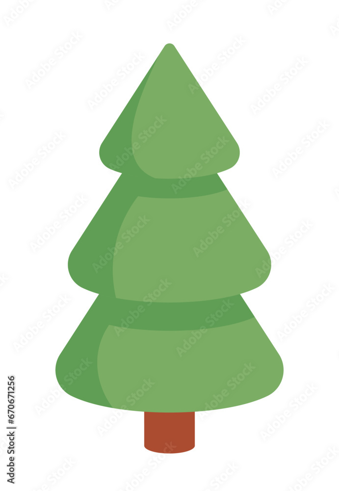 Poster conifer fir tree 2d cartoon object. pine spruce. evergreen tree isolated vector item white backgroun