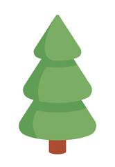 Conifer fir tree 2D cartoon object. Pine spruce. Evergreen tree isolated vector item white background. Environment nature. Vegetation plant. Coniferous forest color flat spot illustration