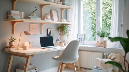 Inspiring office interior design Scandinavian style Home office featuring Natural light architecture. Generative AI AIG 31.