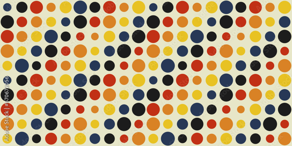 Poster Abstract background of colored sequential circles. Can be seamless, vector background of dots.