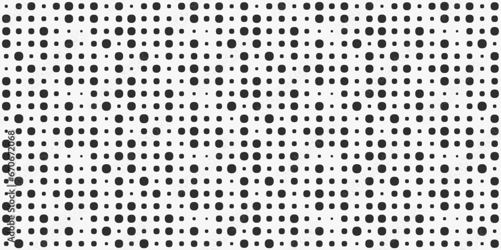 Fototapete a grid of different sized dots. black shapes are arranged in a grid on a white background.