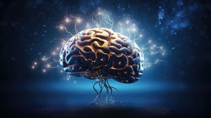 Delve into the fascinating world of neuroscience and cognition with scientific images featuring the intricate details of the human brain against a calming blue backdrop