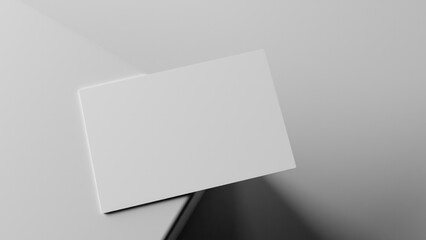 Business card stationery mockup in white smooth background. 3d business card render.