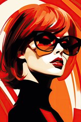 Fashionable woman with glasses. Bright portrait of a teenage girl. Young woman avatar in minimal art style