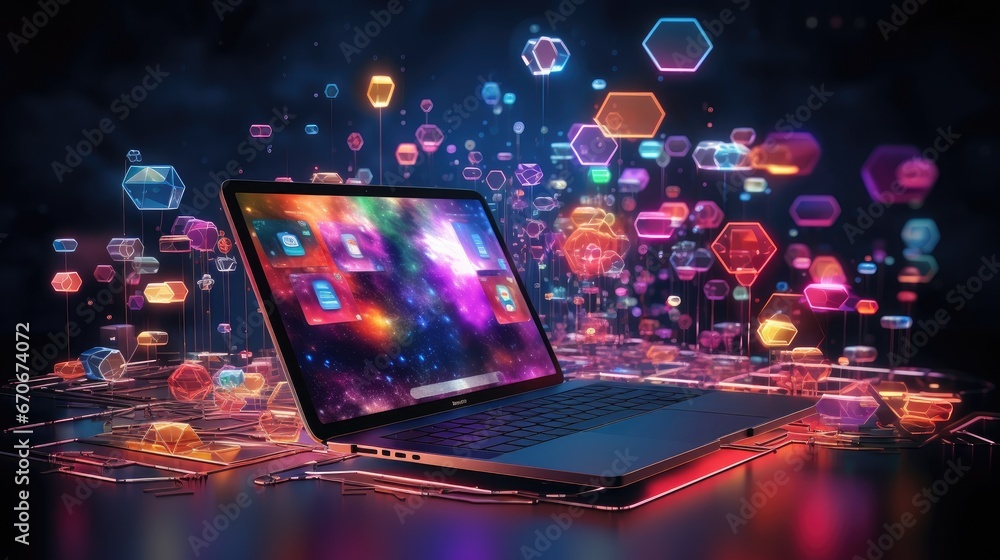 Poster experience the future of connectivity with an abstract depiction of wireless technology, showcasing 