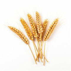 Wheat grains on white isolated background - ai generative