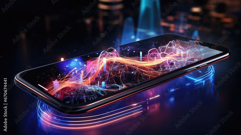 Poster experience the future of connectivity with an abstract depiction of wireless technology, showcasing 