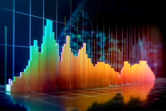 Colorful Line Graph on Black Background Portraying Business Growth