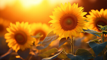 Beautiful sunflower field scenery wallpaper - ai generative