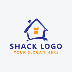 shack hut logo design vector