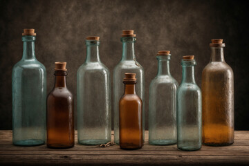 A Variety of Empty Glass Bottles