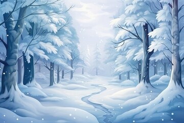 Winter Snowy Landscape for Holiday Christmas Background